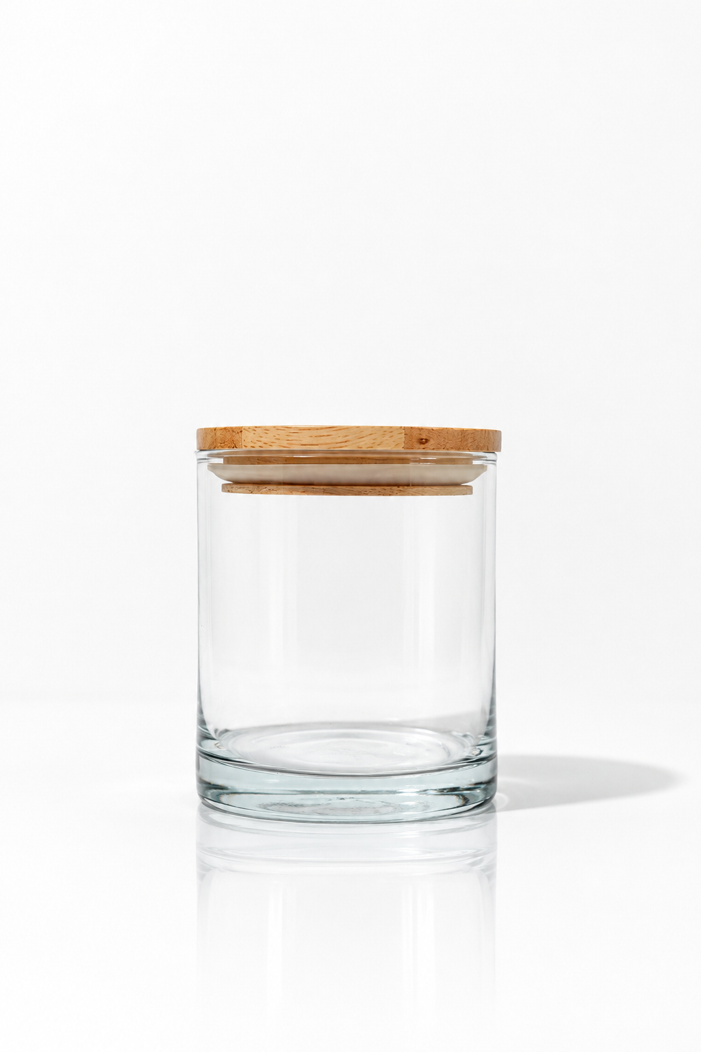 Clear Glass Storage Jar with Wooden Lid